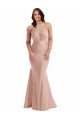 Criss Cross Halter Open Back Formal Silky Satin Mermaid Bridesmaid Dress / Prom Dress