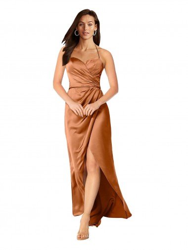 Shop Faux-Wrap Skirt Formal Silky Satin Bridesmaid Dress / Prom Dress Sydney