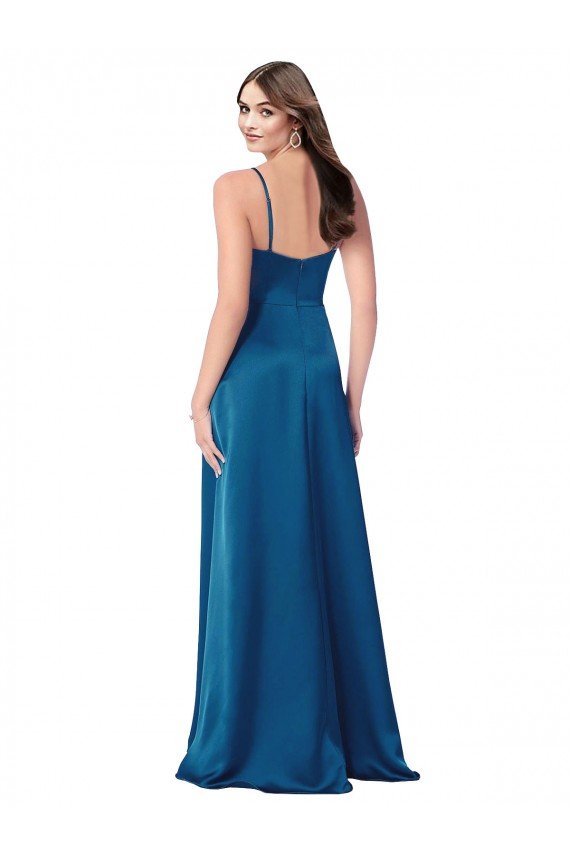 Cowl Neck Salky Satin Bridesmaid Dress / Prom Dress