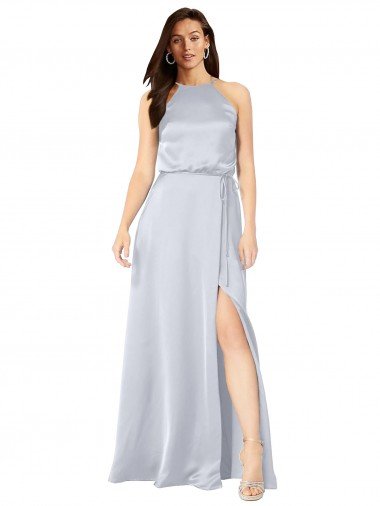 Shop Halter Neck Formal Silky Satin Bridesmaid Dress with Strappy Back Sydney