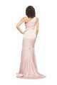 Full Length One Shoulder Long Formal Silky Satin Bridesmaid Dress / Prom Dress with High Split