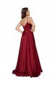 Deep V-Neck Sweetheart Long Formal Silky Satin Bridesmaid Dress / Prom Dress with Thigh High Slit