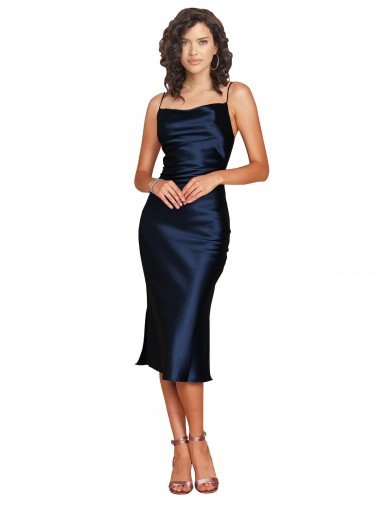 Shop Cocktail Length Sleeveless Spaghetti Straps Cowl Neckline Formal Silky Satin Bridesmaid Dress / Prom Dress Sydney