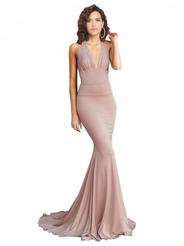 Shop Deep V-Neck Mermaid Low Back Long Formal Spandex Bridesmaid Dress / Prom Dress Sydney