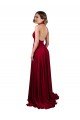 A-Line Halter Plunge V-Neckline Open Back Formal Spandex Bridesmaid Dress / Prom Dress with Slit