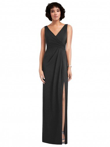 Shop Draped Wrap Formal Maxi Spandex Bridesmaid Dress / Prom Dress with Front Slit Sydney