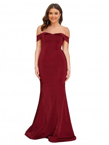 Shop Off Shoulder Sleeves Sweetheart Neckline Long Formal Spandex Bridesmaid Dress / Prom Dress Sydney