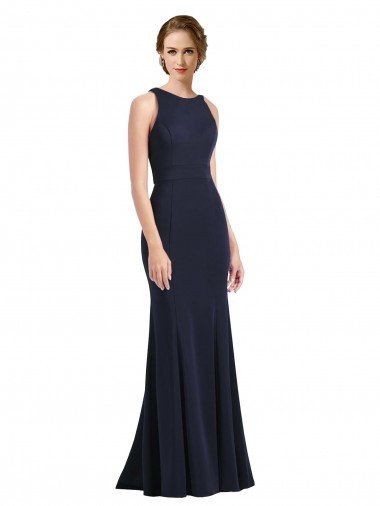 Shop High Neck Sheath Long Crepe Bridesmaid Dress / Prom Dress Sydney