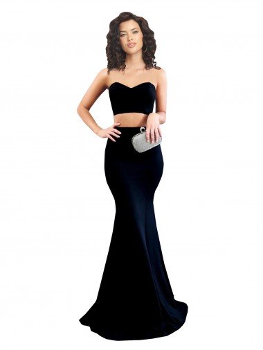 Shop Two Piece High Neck Formal Crepe Bridesmaid Dress / Prom Dress Sydney