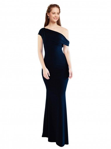 Shop Draped Off the Shoulder Fitted Formal Crepe Bridesmaid Dress / Prom Dress Sydney