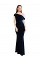 Draped Off the Shoulder Fitted Formal Crepe Bridesmaid Dress / Prom Dress