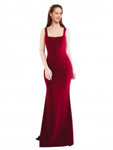 Shop Square Neckline and Backline Fitted Formal Crepe Bridesmaid Dress / Prom Dress Sydney