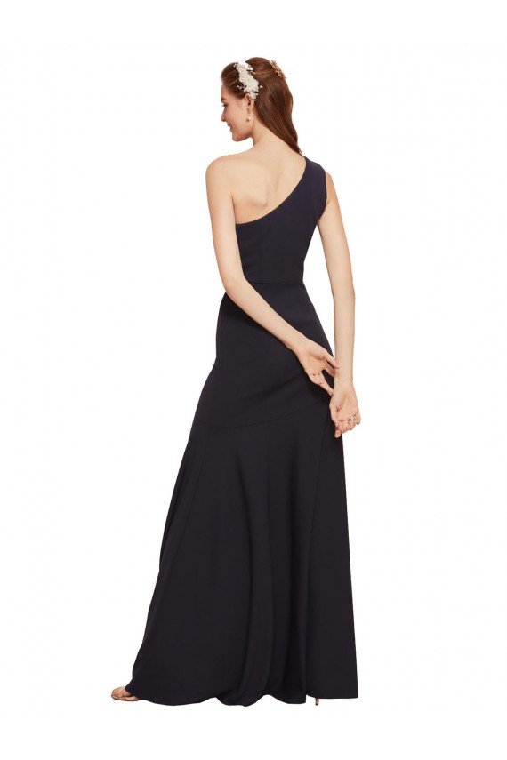 Fit and Flare Formal Crepe Bridesmaid Dress / Prom Dress with One Shoulder