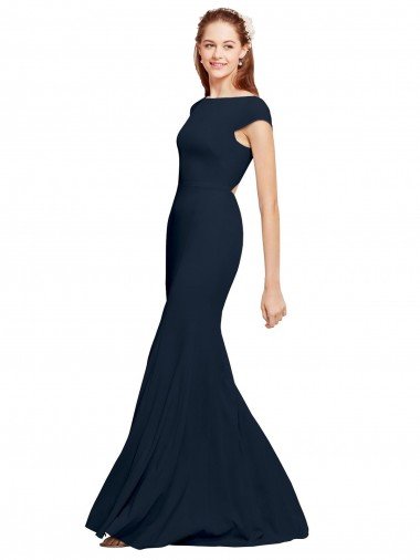 Shop Fit and Flare Long Formal Crepe Bridesmaid Dress / Prom Dress with Tie Open Back Sydney