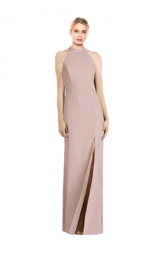 High Neck Cutout Halter Trumpet Bridesmaid Dress