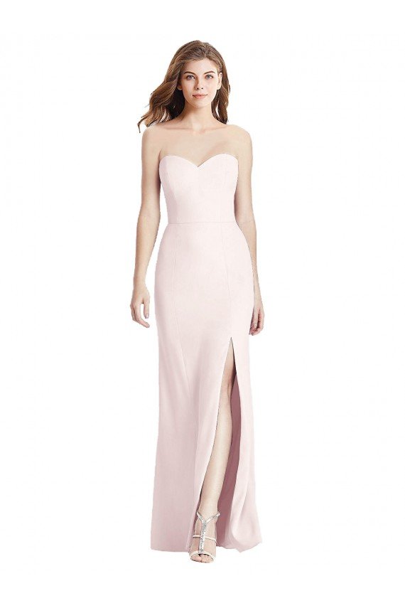 Strapless Crepe Trumpet Bridesmaid Dress / Prom Dress with Front Slit