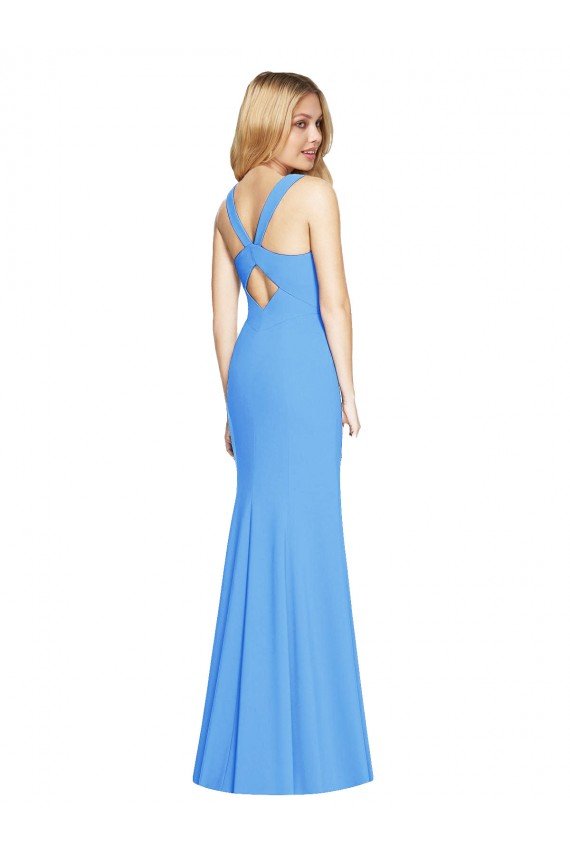 Flattering Trumpet Long Sleeveless Bridesmaid Dress / Prom Dress with Open Back