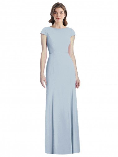 Shop Bateau Neck Cap Sleeves Open Back Trumpet Bridesmaid Dress / Prom Dress Sydney