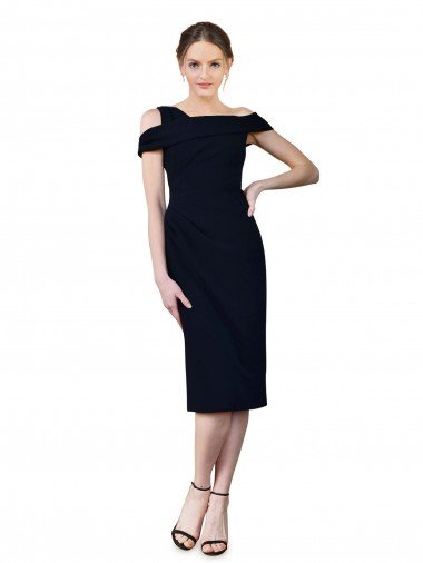 Shop Draped Cross Shoulder Stretch Formal Crepe Cocktail Dress / Homecoming Dress Sydney