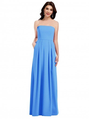 Shop Strapless Pleated Skirt Crepe Bridesmaid Dress / Prom Dress with Pockets Sydney