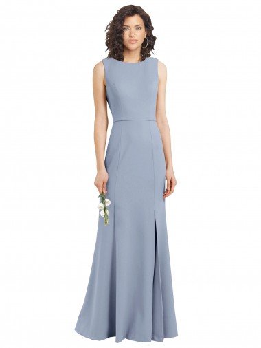 Shop Boat Neckline and Sleek Fit and Flare Crepe Bridesmaid Dress with Keyhole Back Sydney