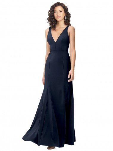 Shop Classic V-Neck Long Stretch Formal Crepe Bridesmaid Dress / Prom Dress with V-Back Sydney