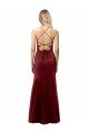 Fit and Flare Halter Neckline Stretch Formal Crepe Bridesmaid Dress / Prom Dress with Strappy Back