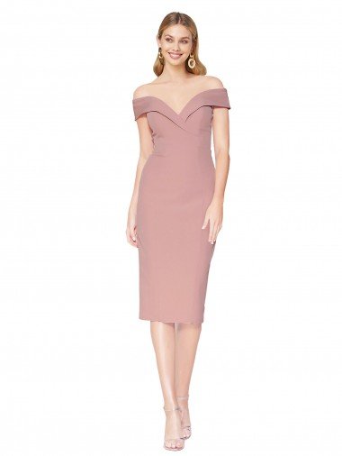 Shop Cocktail Knee Length Off the Shoulder Sweetheart Formal Crepe Bridesmaid Dress / Prom Dress Sydney