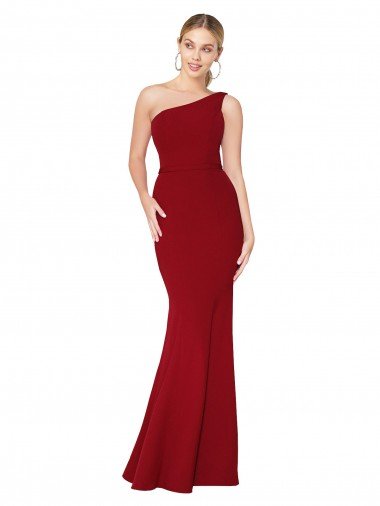 Shop One Shoulder Long High Neck Sleeveless Mermaid Formal Crepe Bridesmaid Dress / Prom Dress Sydney