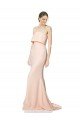 High Neck Strapless Long Formal Crepe Maxi Bridesmaid Dress / Prom Dress with Overlay