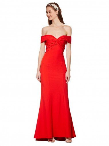 Shop Cross Front and Back Bardot Sleeveless Formal Crepe Maxi Bridesmaid Dress / Prom Dress Sydney