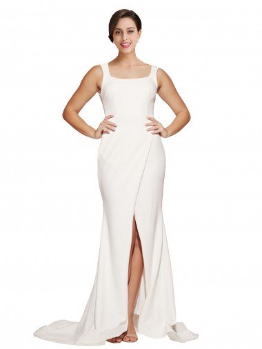 Shop Square Neck Long Sheath Sweep Train Crepe Bridesmaid Dress / Prom Dress  Sydney