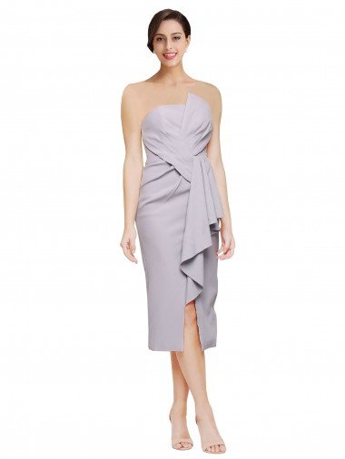 Shop Short Cocktail Length Strapless Formal Crepe Bridesmaid Dress / Prom Dress with Ruffles Sydney