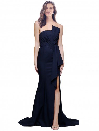 Shop Long Strapless Sweep Train Low Back Crepe Bridesmaid Dress / Prom Dress Sydney