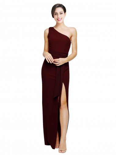 Shop One Shoulder Sheath Formal Crepe Bridesmaid Dress / Prom Dress with High Side Split Sydney