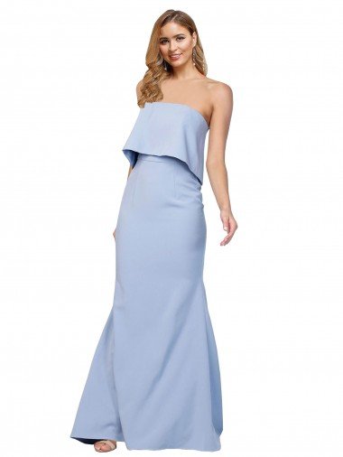 Shop Strapless Full Length Formal Crepe Bridesmaid Dress / Prom Dress with Bodice Overlay Sydney