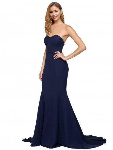 Shop Fit and Flare Sweetheart Long Formal Crepe Bridesmaid Dress / Prom Dress with Sweep Train Sydney