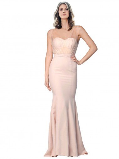 Shop Full Length Sweetheart Formal Crepe Bridesmaid Dress / Prom Dress with Tulle Overlay Sydney