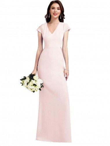 Shop Cap Sleeve A-Line Formal Crepe Bridesmaid Dress / Prom Dress with Pockets Sydney