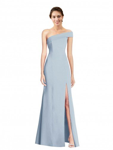 Shop Asymmetrical Off the Shoulder Cuff Trumpet Formal Crepe Bridesmaid Dress / Prom Dress With Front Slit Sydney