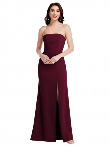 Shop Strapless Crepe Maxi Bridesmaid Dress / Prom Dress with Front Slit Sydney