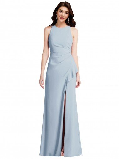 Shop Halter Maxi Bridesmaid Dress / Prom Dress with Cascade Ruffle Slit Sydney