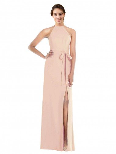 Shop Halter Criss Cross Cutout Back Maxi Formal Crepe Bridesmaid Dress / Prom Dress Sydney