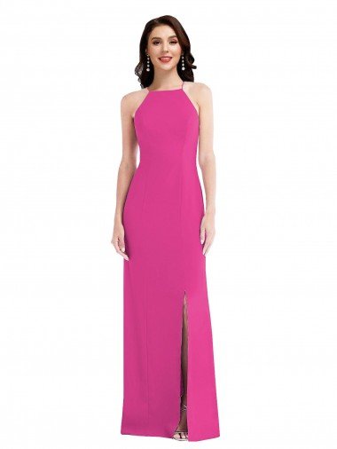 Shop Open Back High Neck Halter Trumpet Formal Crepe Bridesmaid Dress / Prom Dress Sydney