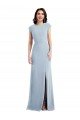 Cap Sleeve Open Back Trumpet Formal Crepe Bridesmaid Dress / Prom Dress with Front Slit