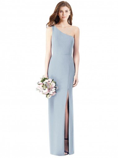 Shop One Shoulder Crepe Trumpet Bridesmaid Dress / Prom Dress with Front Slit Sydney