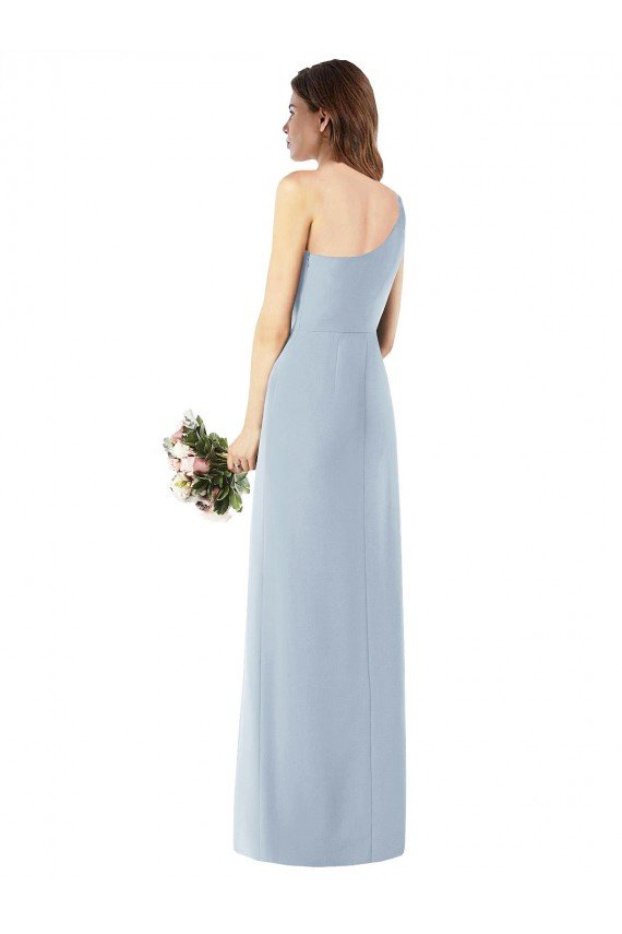 One Shoulder Crepe Trumpet Bridesmaid Dress / Prom Dress with Front Slit