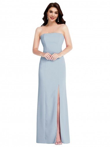 Shop Strapless Scoop Back Maxi Formal Crepe Bridesmaid Dress / Prom Dress with Front Slit Sydney