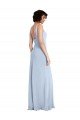 Slim Square Neck Fit and Flare Full Length Stretch Crepe Bridesmaid Dress / Prom Dress