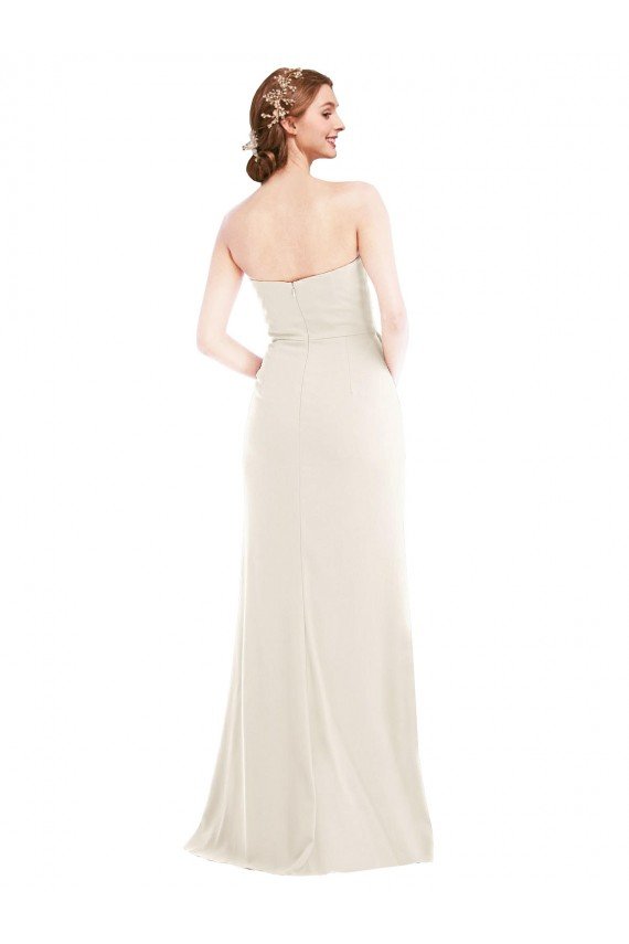 Long Strapless Tuxedo Maxi Bridesmaid Dress / Prom Dress with Front Slit